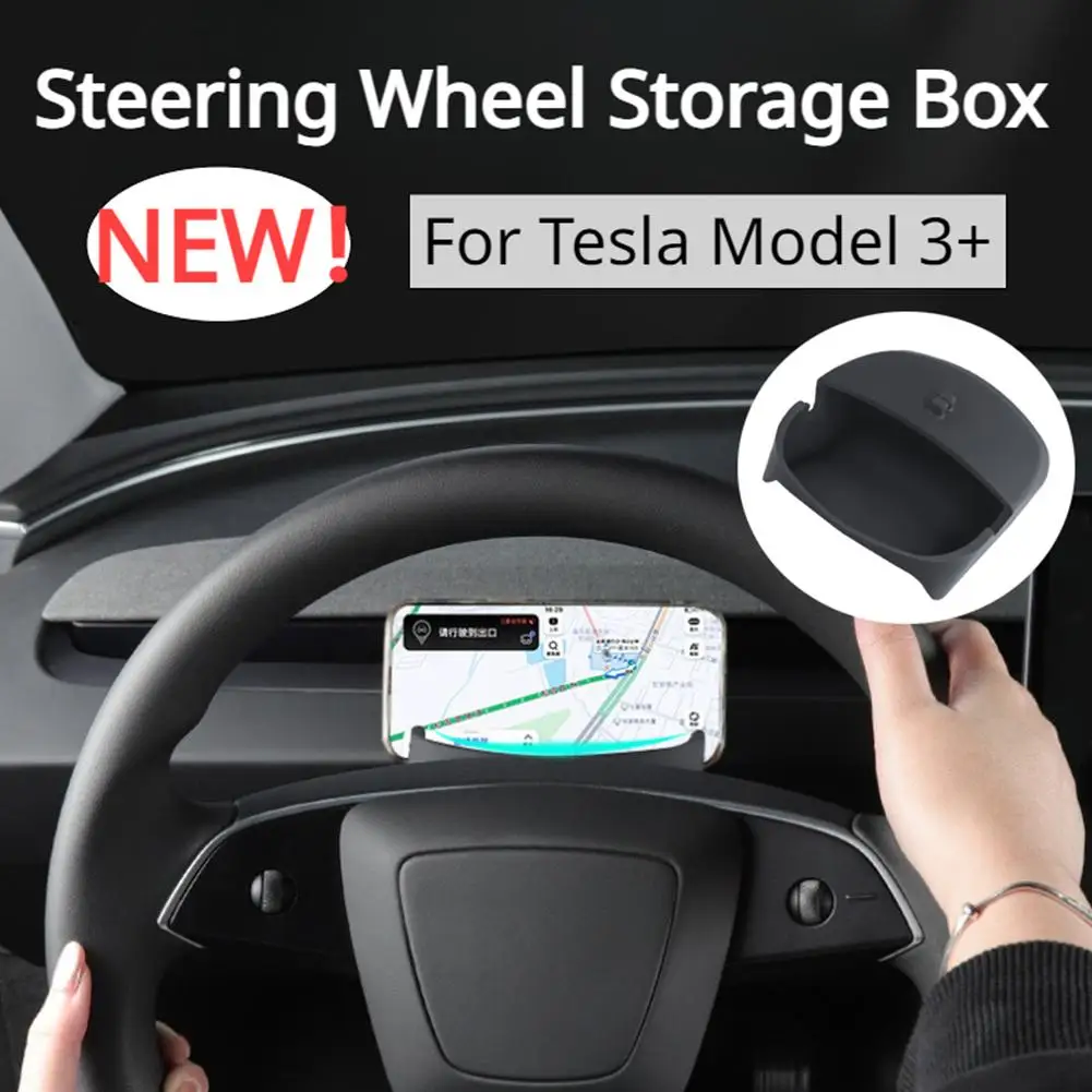 Car Steering Wheel Mobile Phone Holder Glasses Storage Box For Tesla Highland 2024 Car Interior Accessories