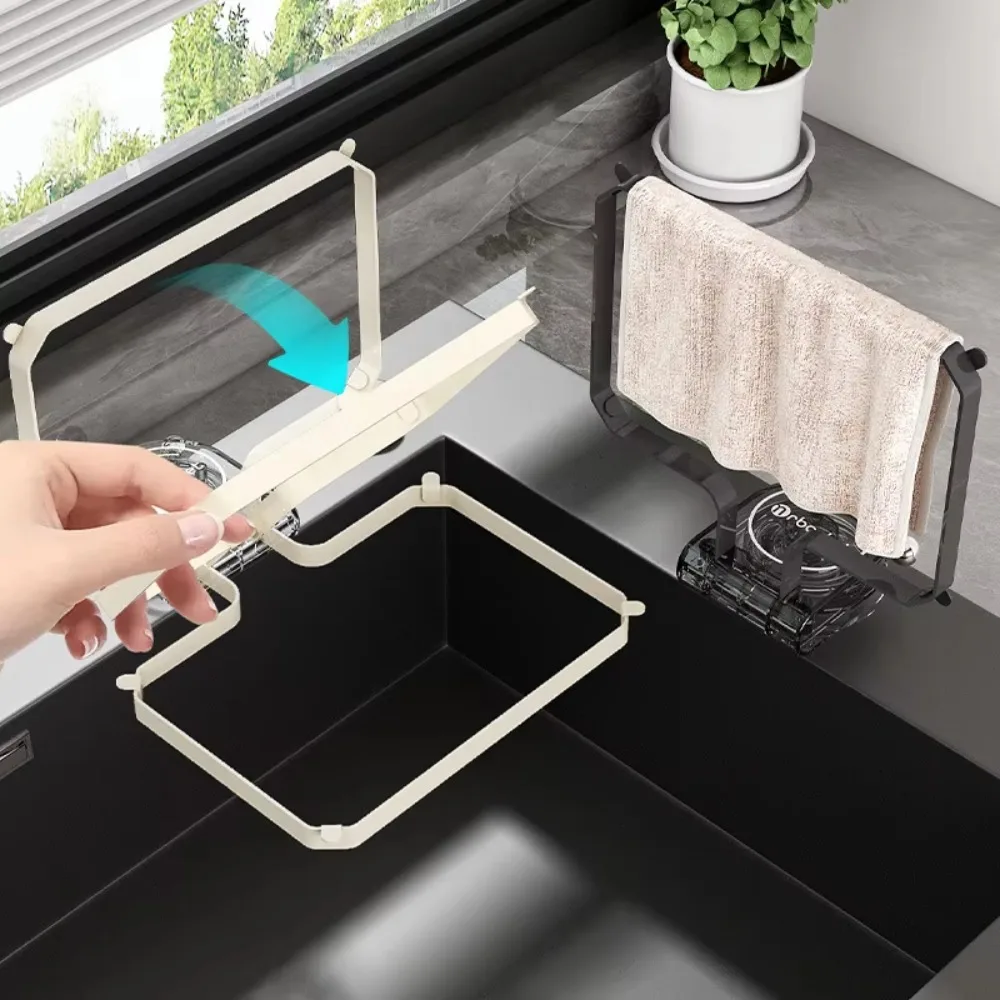 

Suction Cup Kitchen Sink Filter Rack Foldable Multi-Purpose Sink Drainage Basket Strong Load-Bearing Hanging Net Frame