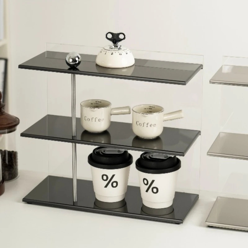 

Stainless Steel Display Stand，2Tier Organizer Rack for Spice Jar Mug,Makeup & Jewelry Organizer,Rust-Resistant Shelf for Kitchen