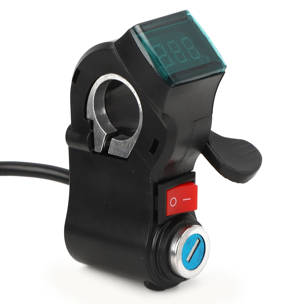 Black Electric Scooter Throttle Grip, Universal Voltage Display, High Efficiency - For All Electric Scooters, 12V to 99V Compati