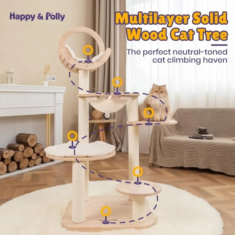 Solid Wood Cat Tree - 56.3