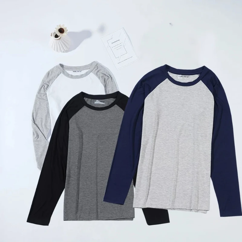 

Modal Men's Long Sleeved Plus Size Soft Loose Breathable Sleepwear Spring Summer Autumn and Winter Season Pajamas Homewear