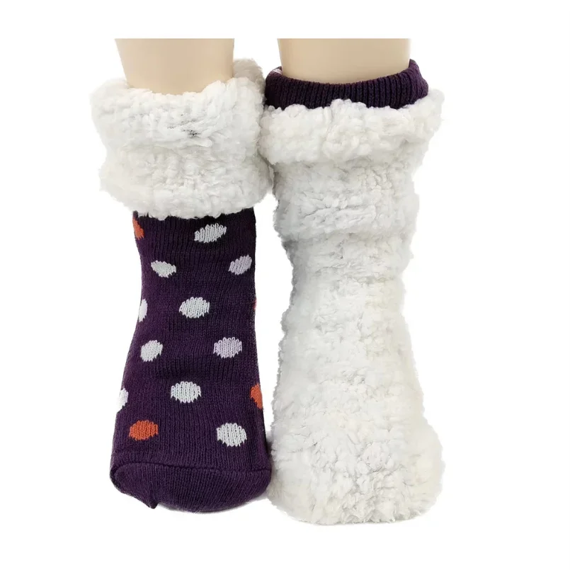 Fuzzy Thermal Sock Women Winter Warm Sleeping Soft Female Non Slip Grip Short Slipper Comfy Floor Plush Fluffy Sock Home Dot