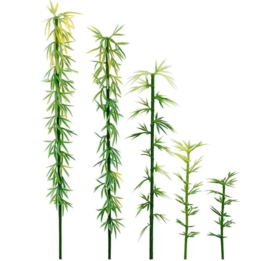5 pçs 6cm 8cm 12cm 15cm modelo em miniatura de plástico paisagem árvore de bambu mesa de areia modelo decoração acessórios kits brinquedos de construção