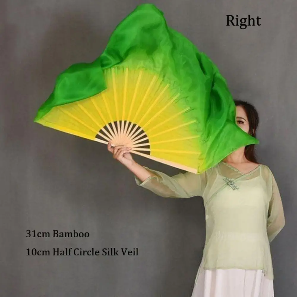 31/36cm Bamboo Chinese Short Bellydance Fan Dancer Practice Hand Dye Peacock Tail Fan Multicolors 10/25cm Half Circle Silk Veil