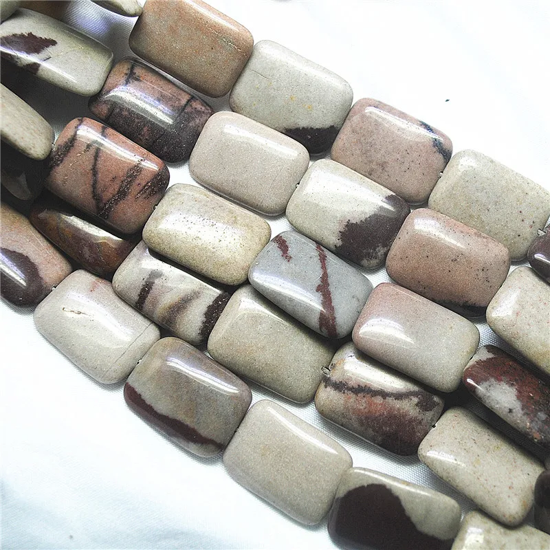 16PCS 18X25MM Natural Grey Jasper Stone Rectangle Shape Nature Semi Precious Stone DIY Jewelry Findings
