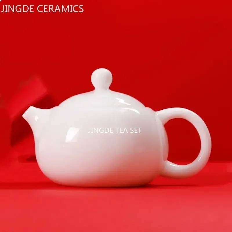 Mutton Fat Jade White Porcelain Teapot Chinese Ceramic Tea Set Home Ball Hole Filter Tea Pot Small Capacity Beauty Tea Infuser