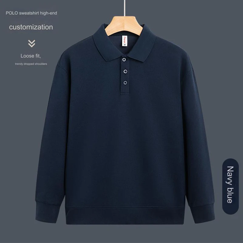 شعار مخصص قسط دافئ الربع بلوزات للجنسين 310 gsm المخملية بولو طوق جودة القطن رجالي بلوزات LS-GT2516