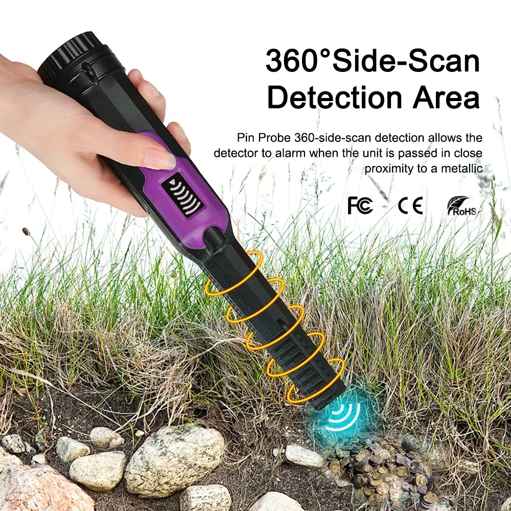 LED Display Industrial Metal Detector Pinpointer IP68 Waterproof Underwater to 50ft/15m Treasure Hunting Tool for Kids Adults