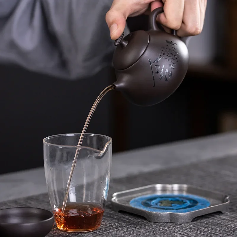 Tea Ceremony Yixing Zisha Tea Kettle Xishi Tea Pot 200ml Chinese Kung Fu Pottery Teaware Household Purple Clay Teapot Infuser