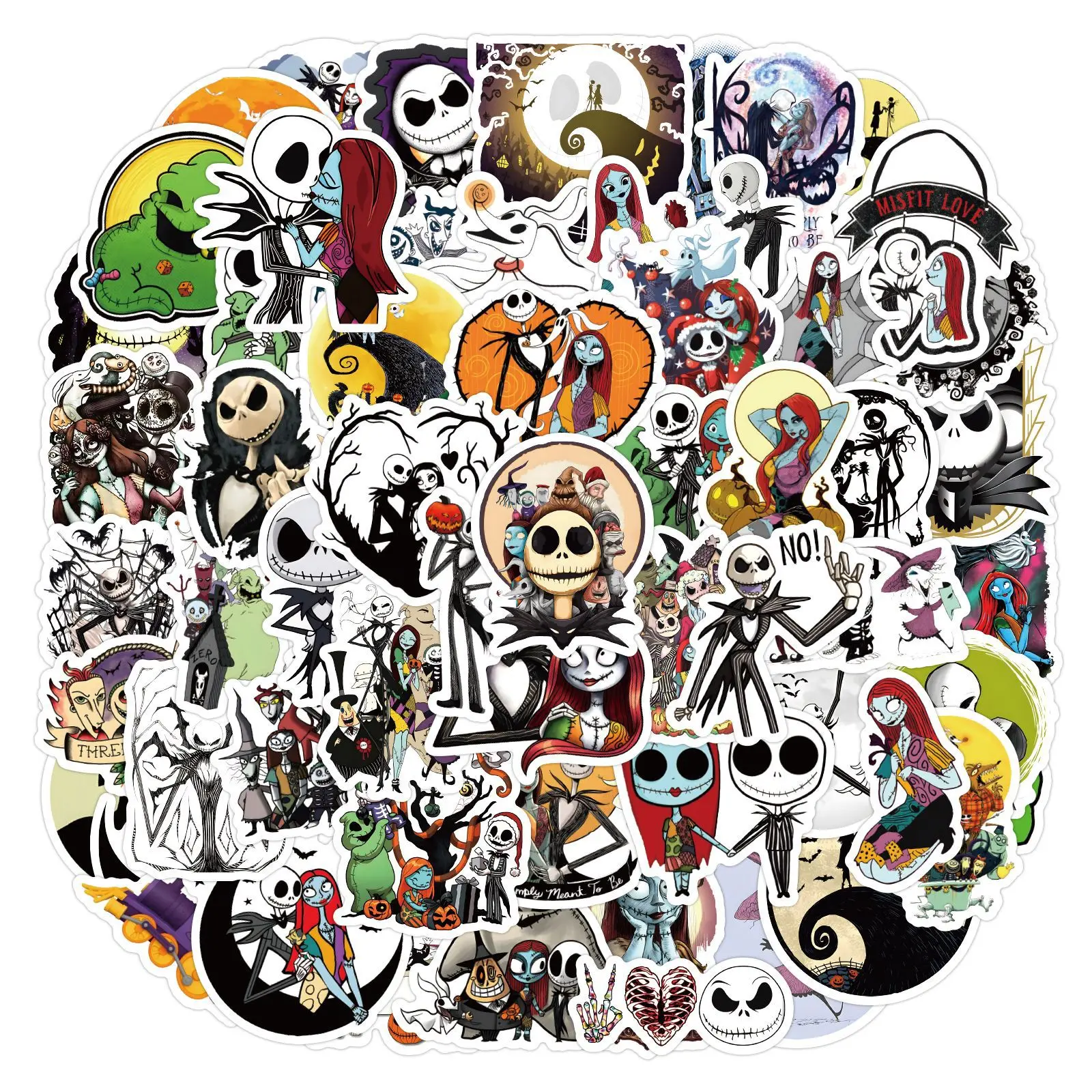 60 Stück Halloween Cartoon The Nightmare Before Christmas Dekorations-Handbuch Schreibwaren Tasse Computer Wasserdichte Aufkleber – Detail 6