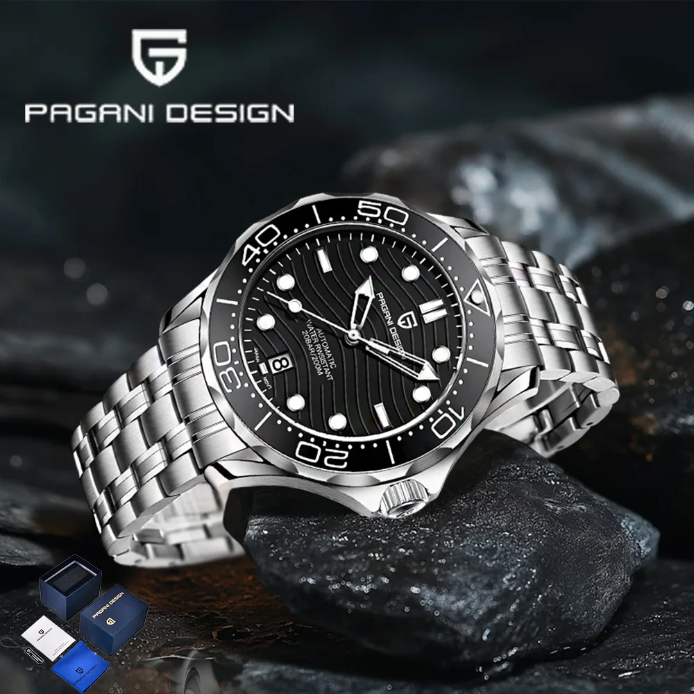 

Часы Pagani Design, лучшие деловые мужские автоматические часы NH35, мужские механические часы AR Sapphire, светящиеся часы для дайвинга, подарочная коробка для мужчин