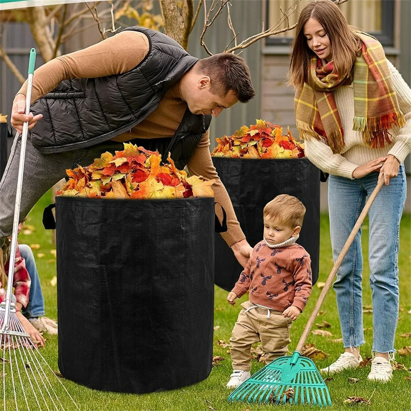 

Black Leaf Collection Bag Foldable Garden Waste Bag For Branches And Leaves Heavy-Duty Reusable Yard Trash Sack For Orchard And