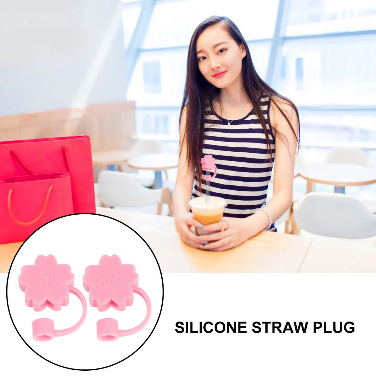

2pcs Straw Cap Silicone Plug Cover 6-8mm Straw Cover Cute Cartoon Leakproof Airtight Travel Bar Accessories Kitchen