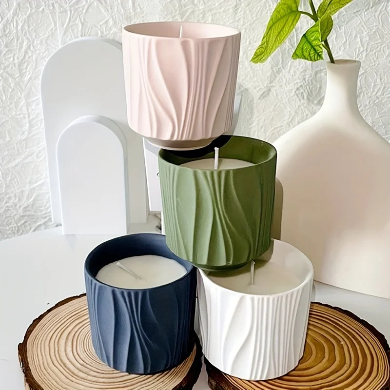 Moules pour la coulée de résine de silicone pour projets, design texturé circulaire adapté aux pots de plantes succulentes, aux bougeoirs et au rangement
