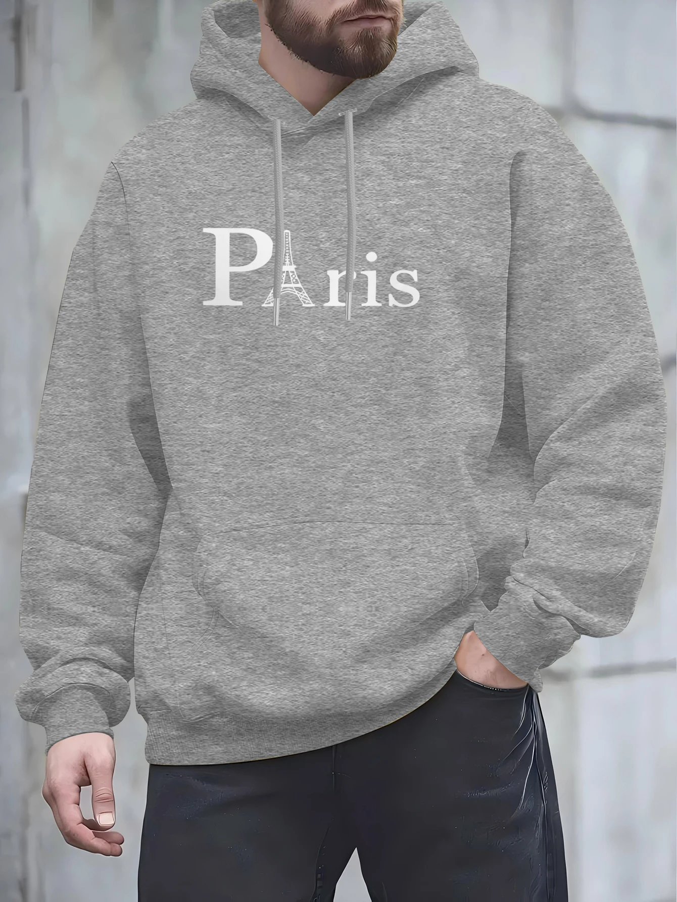High-quality, casual long-sleeved adult sweatshirt with PARIS pattern print for the 2025 autumn new men's sweatshirt
