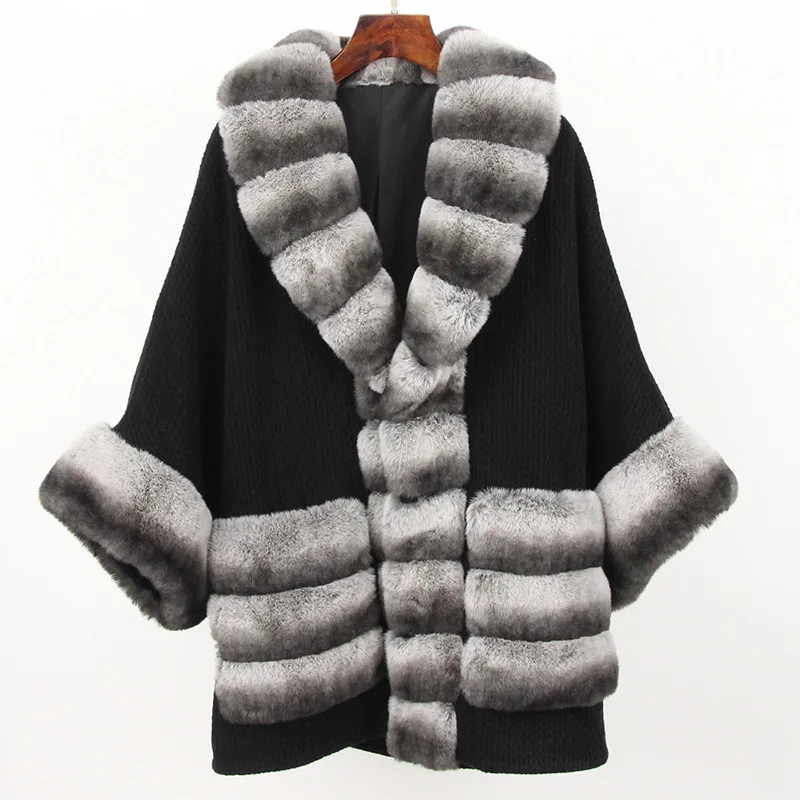 Hot Sale New Type Lazy Rabbit Hair Spliced Knitwear Loose Version Fur Coat for Women