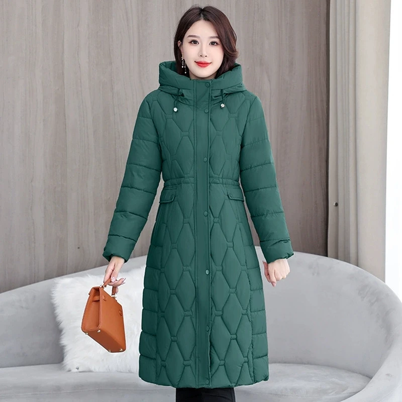 

Women Down Cotton Jacket New Korean Versatile Lady Long Cotton Padded Jacket Outerwear Slim Ladies Winter Parka Snow Coat