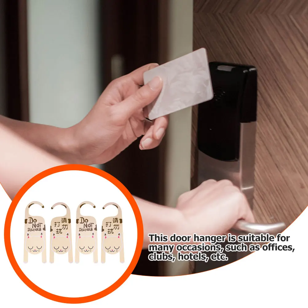 

4pcs Double-Side Pvc Door Hanger Signs Hanging Knob Tags Do Not Disturb Easy Mount Door Sign Hanger For Office Club