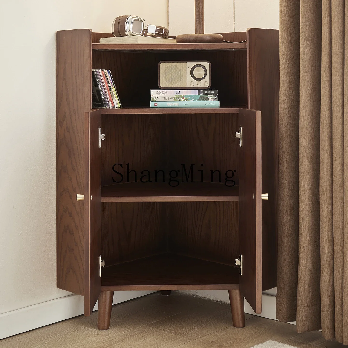 

ZYY Corner Dining Side Cabinet Living Room Triangle Cabinet Sofa Corner Storage Solid Wood Corner Cabinet