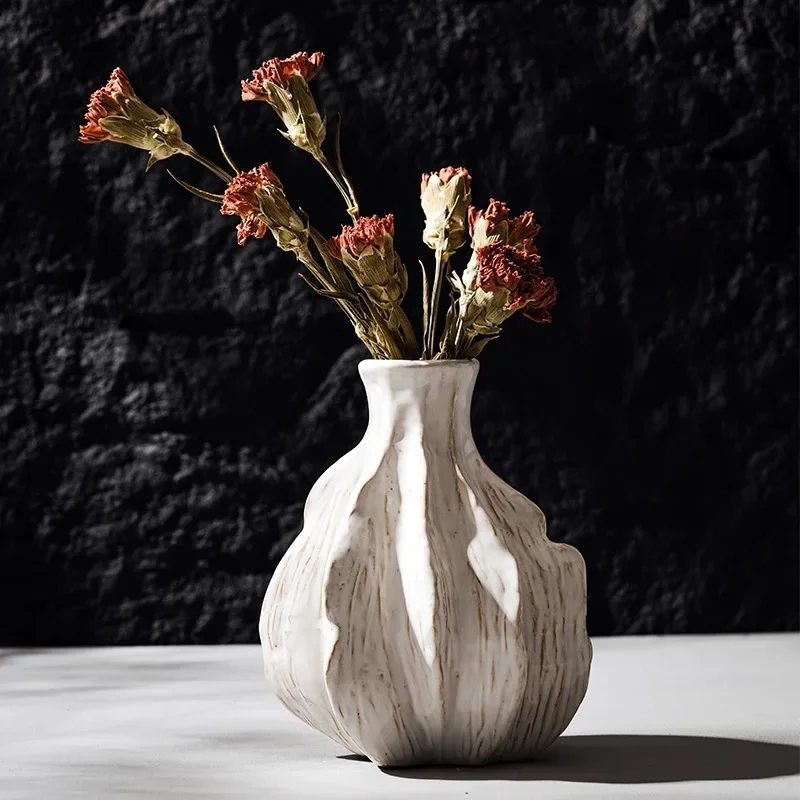 Retro Vase Flower Arranging Art Ceramic Bottle Vintage Unique Ikebana Centerpiece Tabletop Decoration Accessories Object