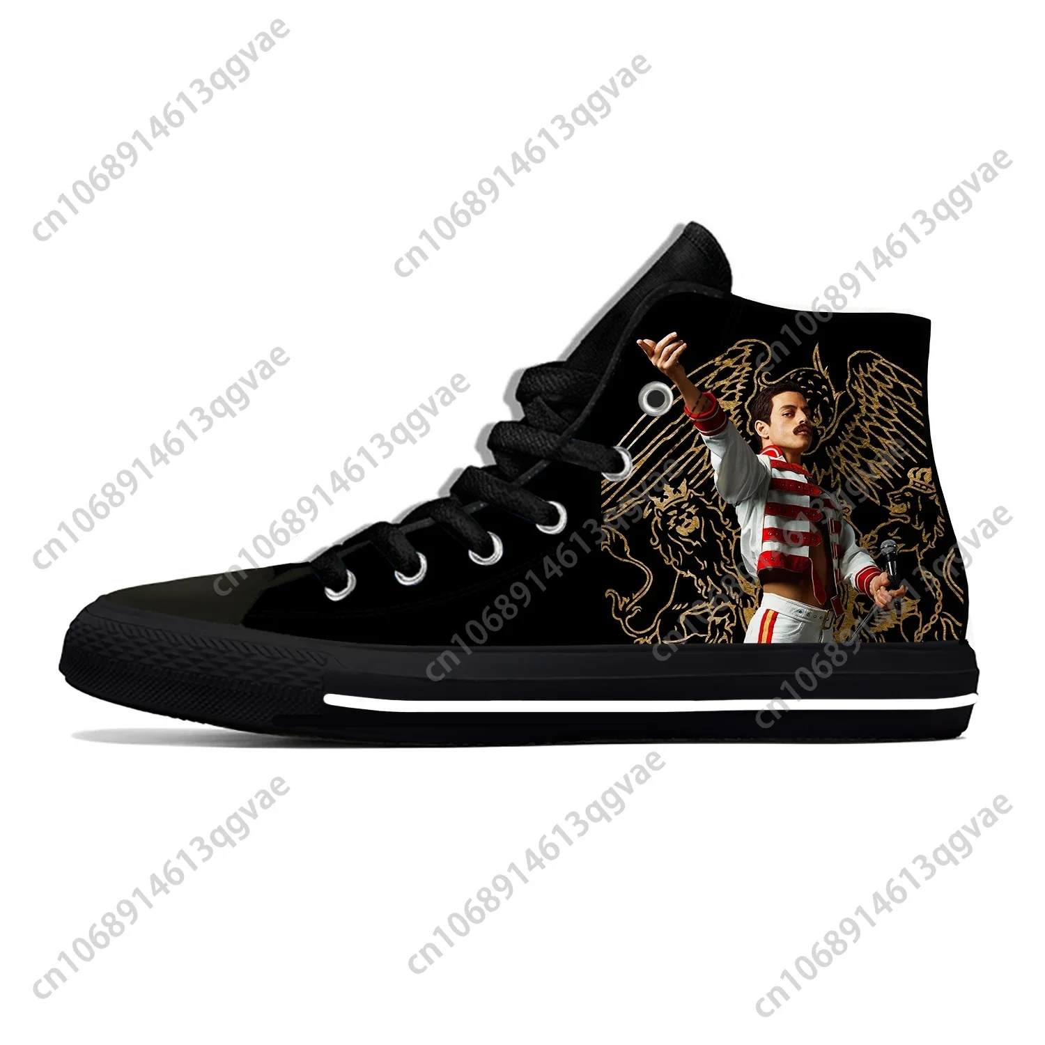 Freddie Mercury Queen Rock Band Music Singer High Top Sneakers Mens Womens Teenager Canvas Sneaker Couple Shoes Custom Shoes