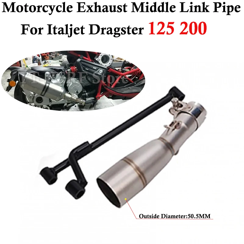 

Slip On For Italjet Dragster 125 200 Motorcycle Systems Exhaust Escape Moto Modified Mid Link Pipe 51MM Special Accessories
