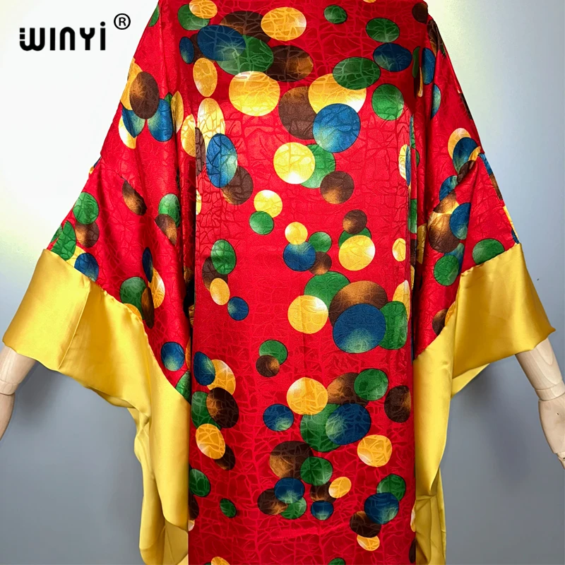 WINYI été koweït imprimer robe de soirée abaya dubaï luxe femme ample vacances caftan femme musulmane vêtements robe de plage