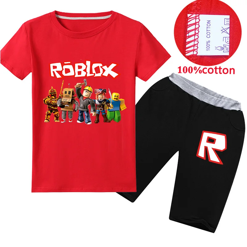 

Игровой комплект одежды ROBLOXS с милым мультяшным принтом: футболка и брюки, спортивная одежда для мальчиков и девочек