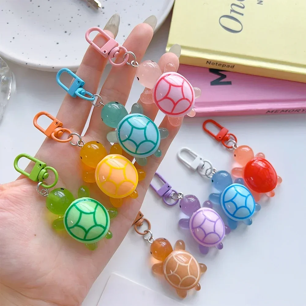 1pcs Cute Cartoon 3D Turtle Keychain Candy Color Acrylic Animal Charms Key Ring Kid Toys Student Diy Backpack Decoration Gifts