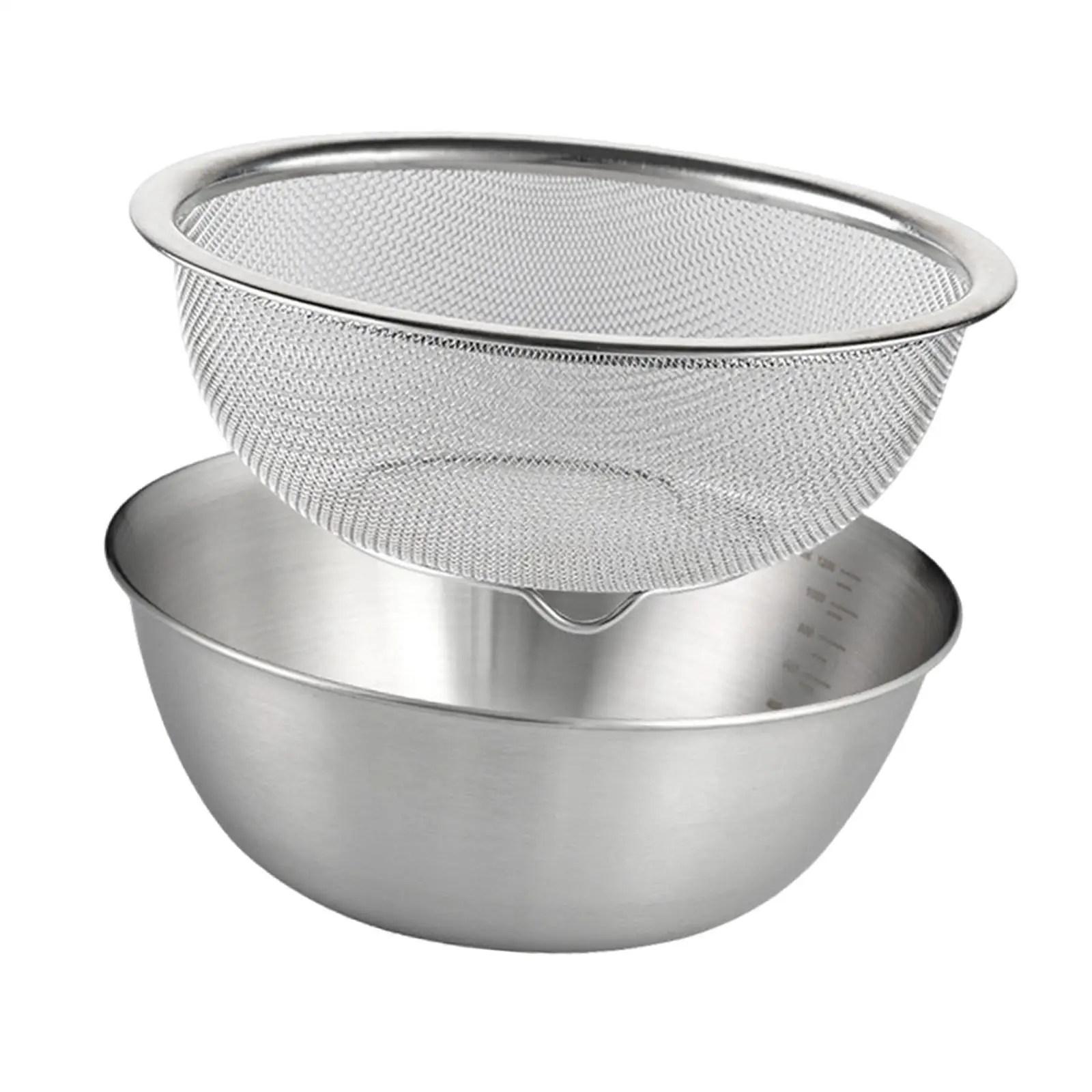 Microporous Stainless Steel Colander with Separate Mixing Bowl Large Capacity Strainer Basket for Kitchen Washing