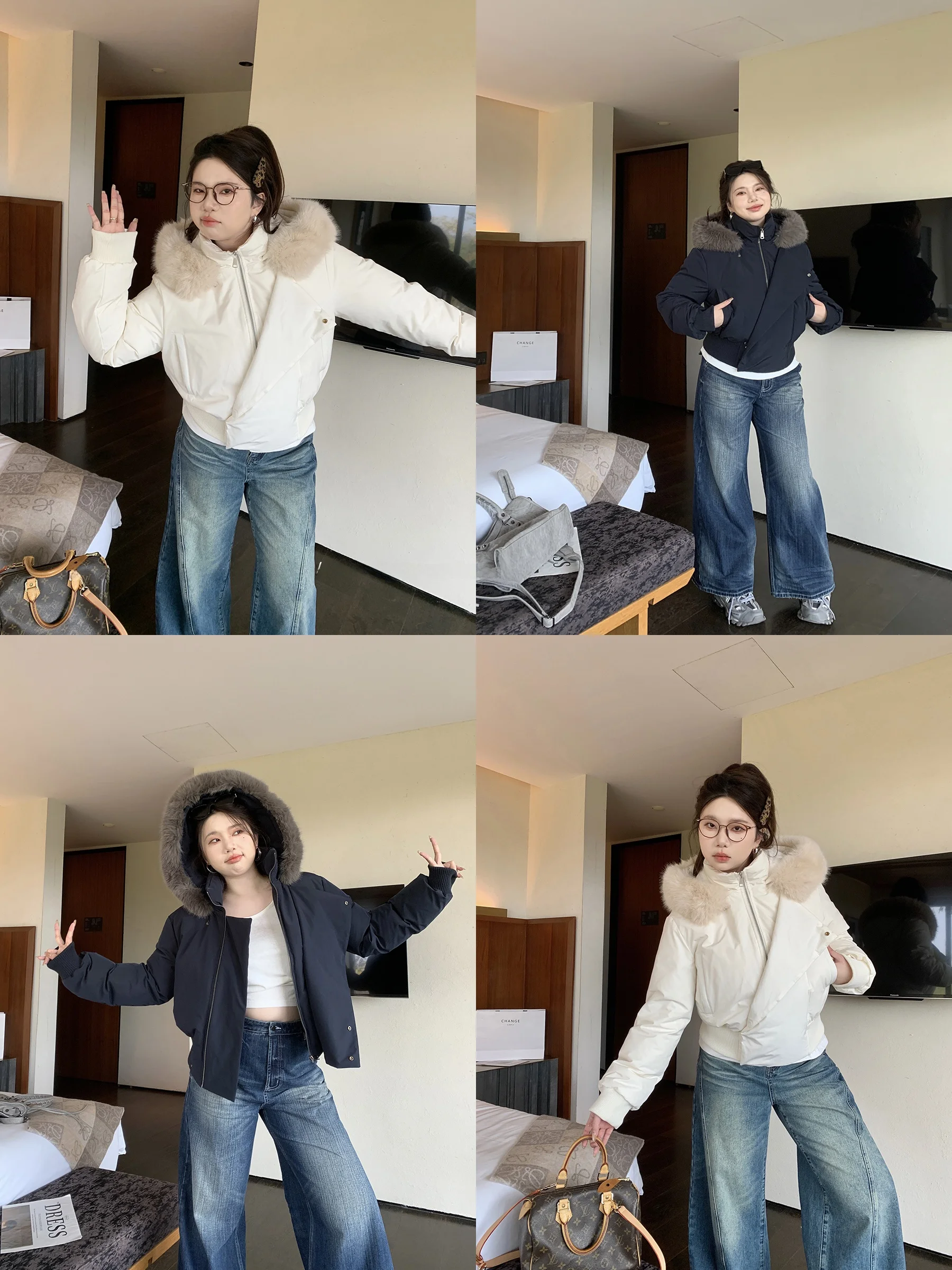 

Утепленная куртка-пуховик M5T6 с меховым воротником Micro Plump Snow Country Train, белый летный костюм, повседневный, на молнии, длинный рукав