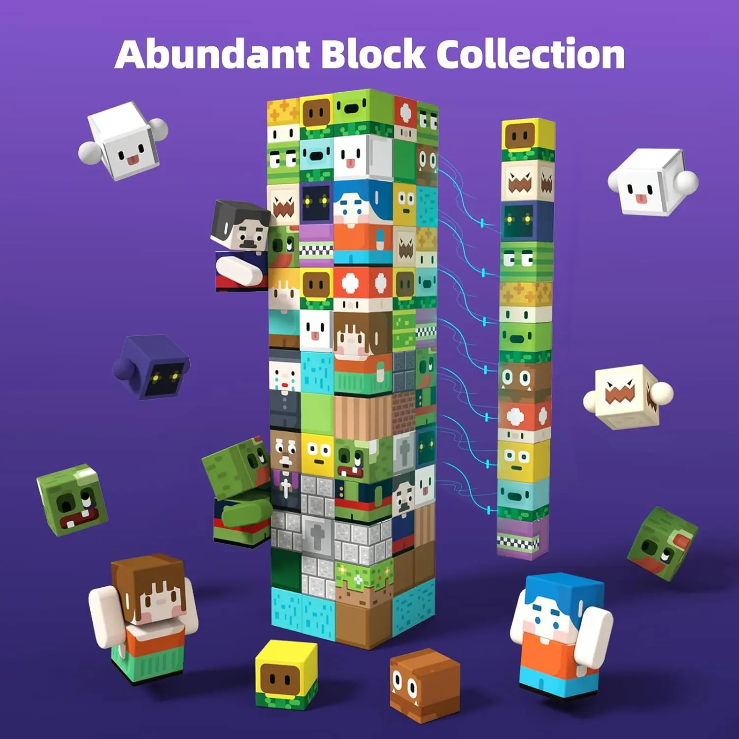 บล็อกอาคารแม่เหล็กMine Worldพืชแม่เหล็กซอมบี้อิฐCube STEM Sensoryชุดของเล่น 2025 ของขวัญที่ดีที่สุดสําหรับ 3 + เด็กผู้หญิงเด็ก