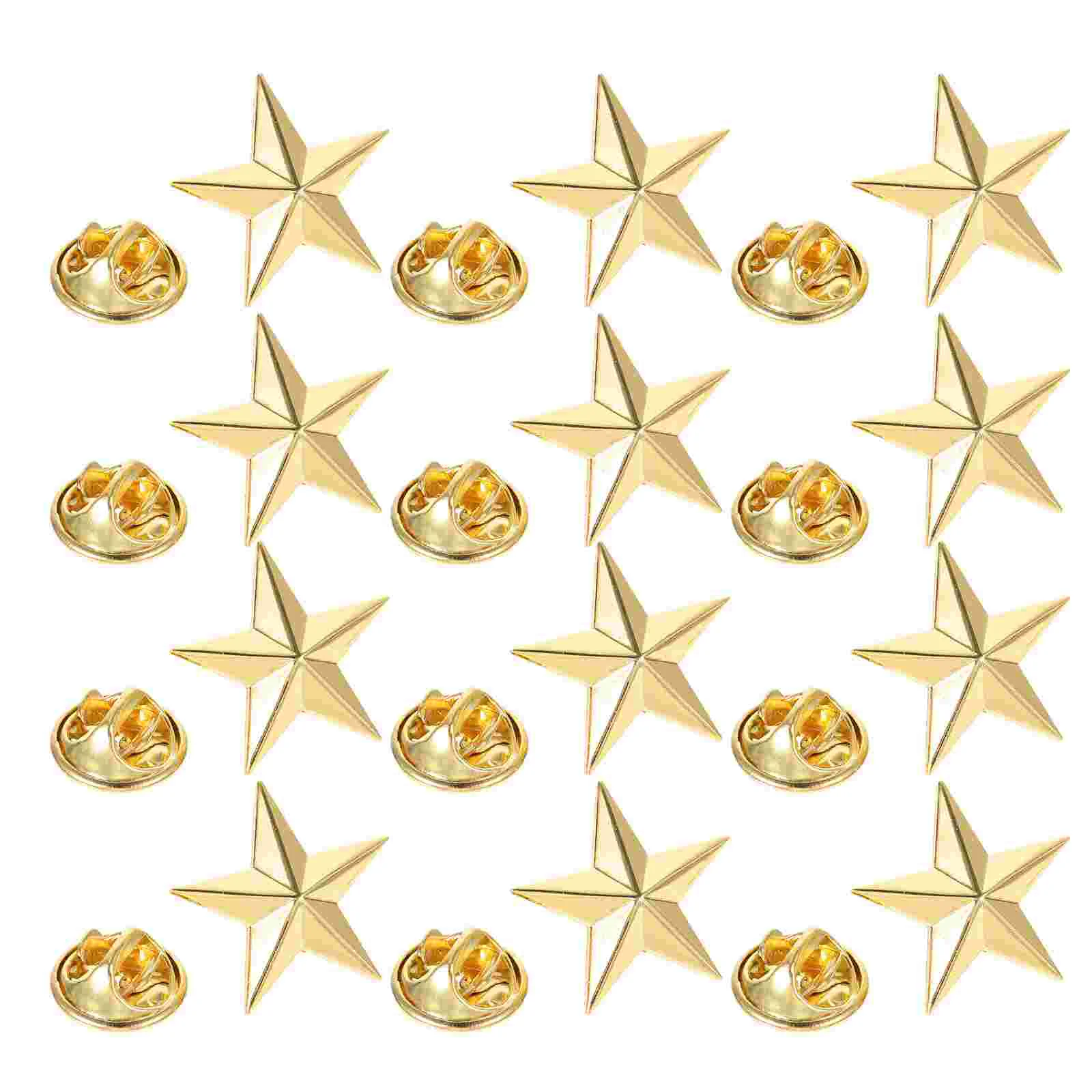 12 Pcs Clothes Pins Pentagram Badge Metal Star Badges Blank Party Supply Golden Lapel Man