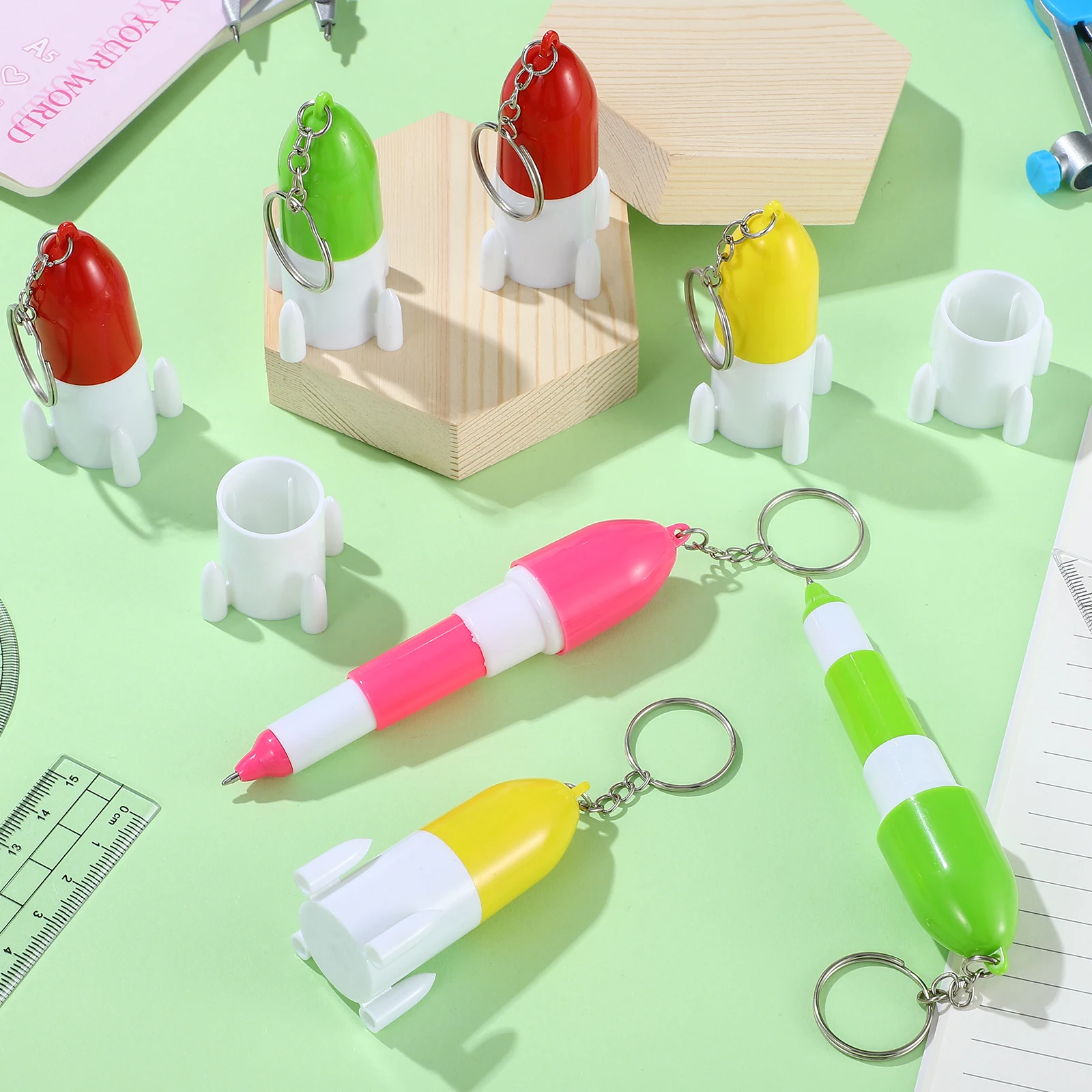 

12Pcs Retractable Ballpoint Pen Keychain Novelty Fun Pens for Students Teachers Nurses Compact Portable School Office Supplies