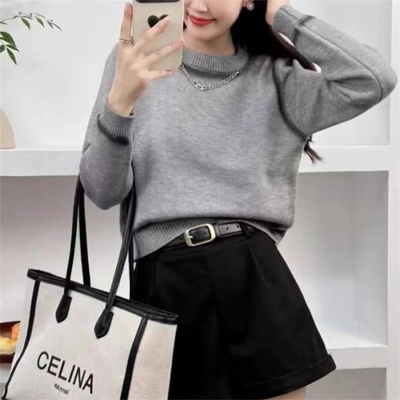 Chic Graffiti Printed Knitted Pullovers Y2K Fashion Contrast Color O-Neck Sweaters Autumn Winter Korean Streetwear Casual Tops