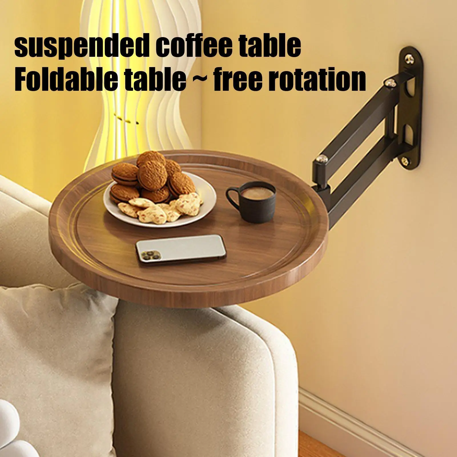 Wall Mounted Folding Tray Table Wall-Mounted Retractable Desk Balcony Coffee Table For Apartment Bedroom RV Owners Homeowners