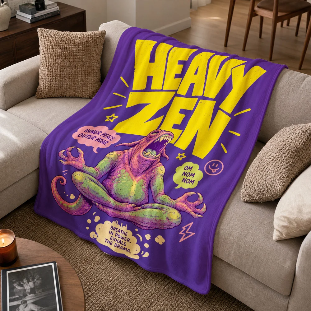 Decorative Funny Heavy Zen Chameleon Pop Culture Quote Throw Blanket Sofa Fleece Throw Cozy Home Decor Gift for Couch Living Roo