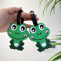 1pc/2pcs Cute Green Frog Luggage Tag Business Travel Airport Backpack Boarding Name Label - Travel Accessories