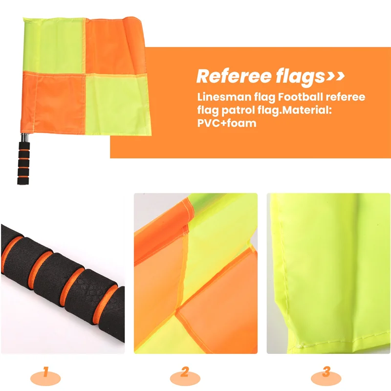 AEB0-Kit de árbitro de fútbol, billetera con banderas de fútbol a cuadros, cuaderno con tarjeta roja y amarilla y silbato