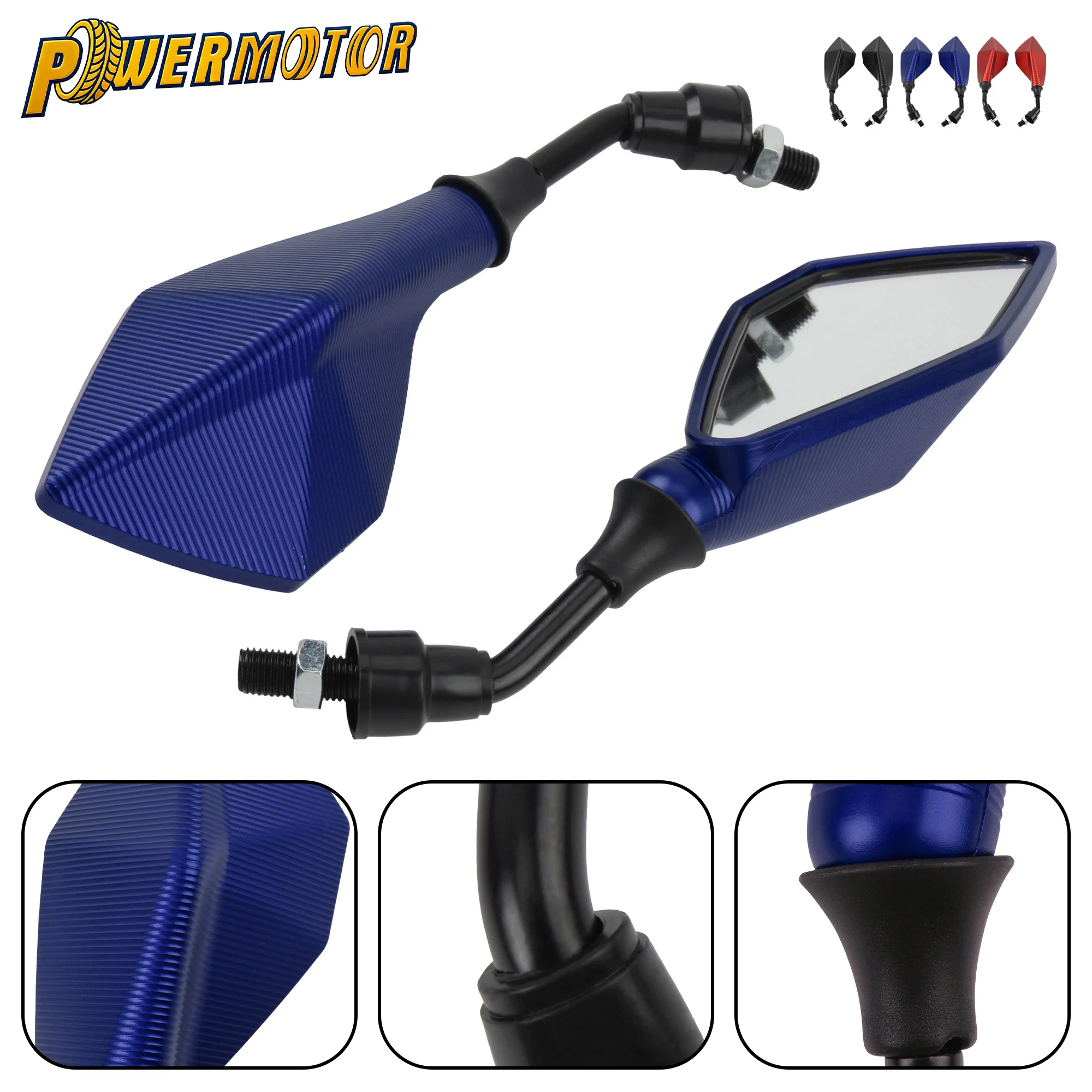 

2pcs Motorcycle M10 Rearview Mirror Reversing Assist Adjustable Wide Angle Side Mirror ATV Scooter Universal Replacement Parts