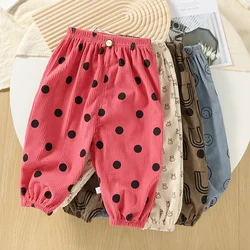 Girls' loose autumn and winter pants, children's corduroy pants, baby pants, casual boys' sports pants，W163