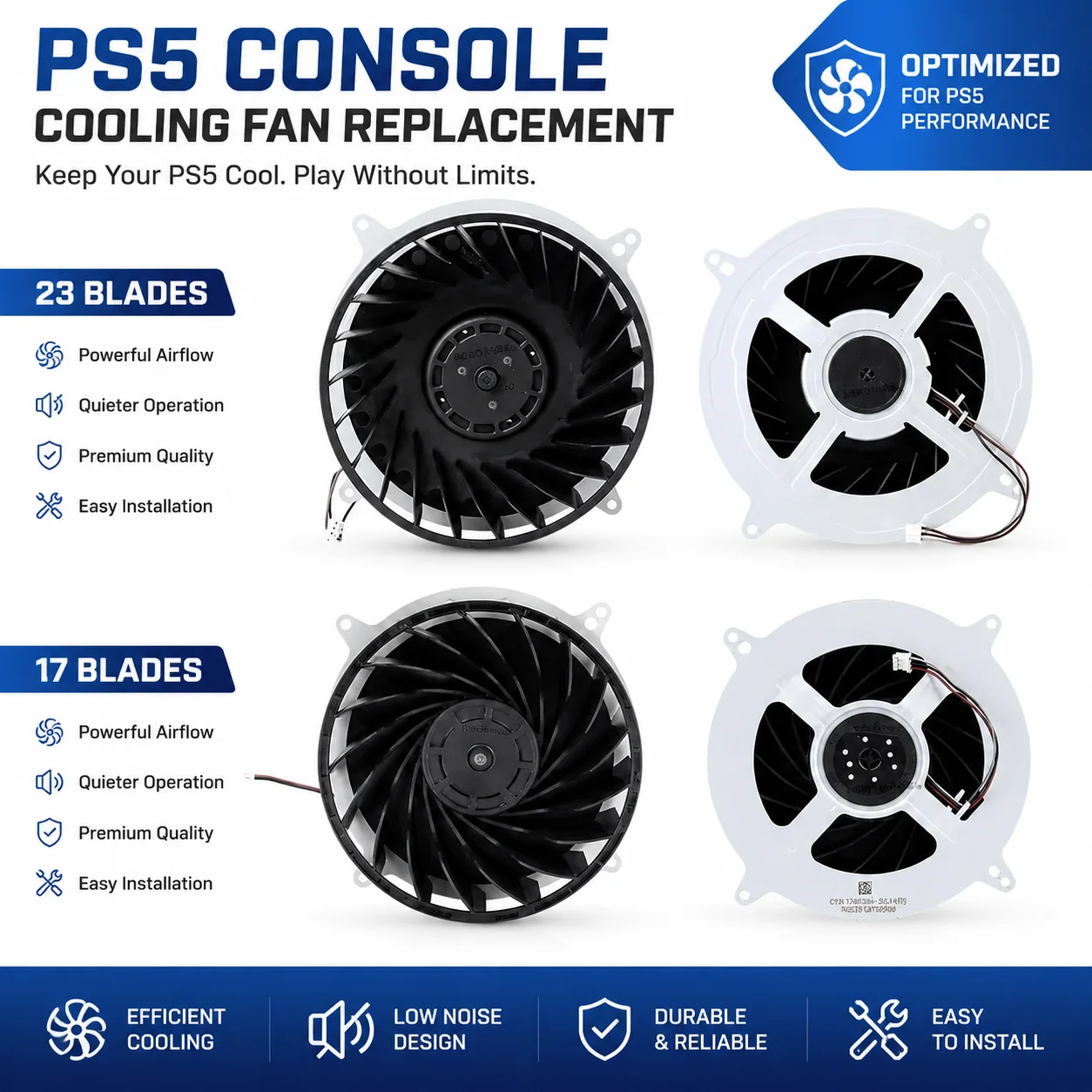 Für PS5-Konsole Ersatz-Innenkühlventilator für P5-Host-Zubehör 17 / 23 Flügel Innenkühlventilator