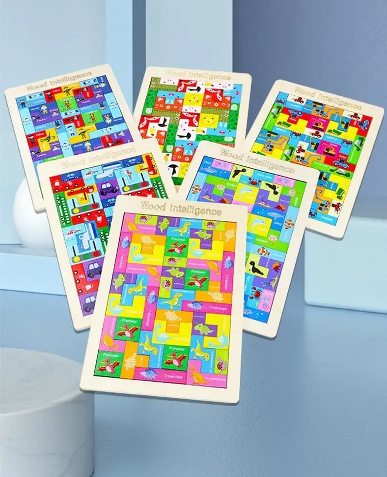 

Puzzle Set 6PCS Board Toy Building Blocks Color DIY Clever Board Collection Creative Gift Wood Toys Puzzles Children Games