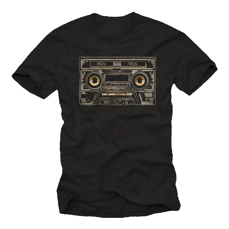 Men\'s T-Shirt 80s 90s Hip Hop Mixtape Vintage Moitv Tape Cassette Oldschool Music Gifts for Men Musicians Cotton Tee Funny Tops