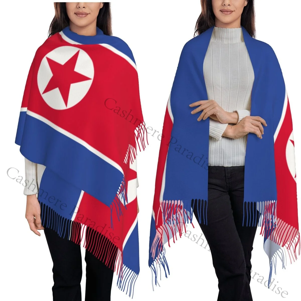 

Корейский флаг Север, теплые шали Wrpas для мужчин и женщин, большие шарфы на заказ, зимние роскошные брендовые шарфы