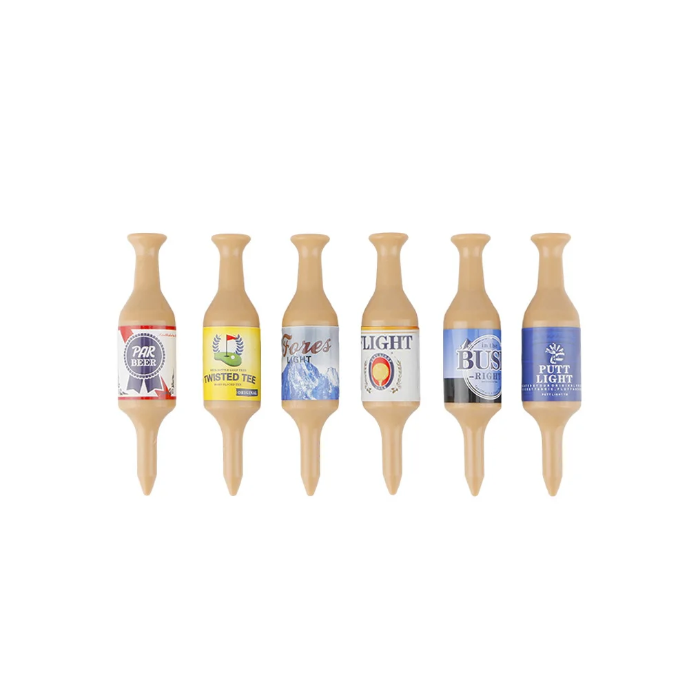 

6 Pcs/Set Beer Bottle Golf Tees Plastic Light Unique and Durable Golf Tees Accessory A Fun Gift for Golfers Golf Practice Tools