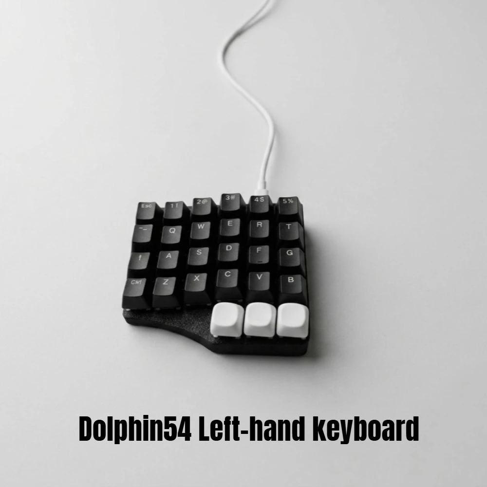Dolphin54 Single Left Hand Keyboard 27keys Wired Single Mode Ergonomic Mini Mechanical Gaming Keyboard 5.5 °tilt Angle Vial