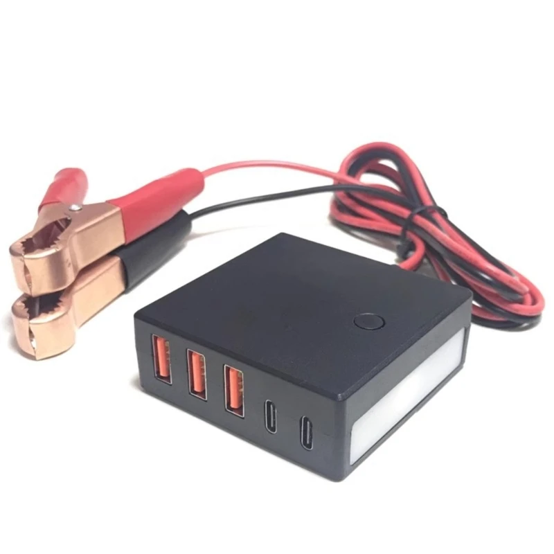 Wieloportowa przejściówka do ładowania do akumulatora samochodowego 12V 24V do 5V konwerter USB typu C przejściówka do ładowania