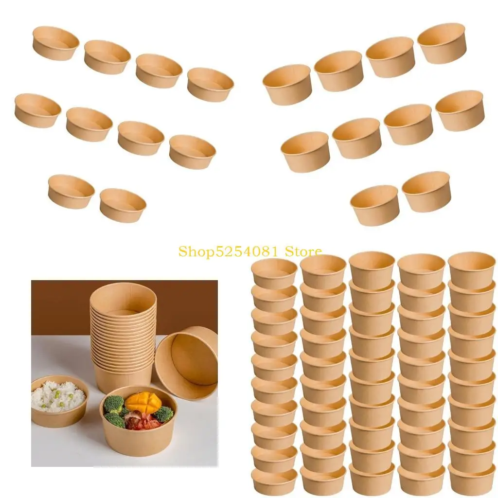 

AXYC 10pcs/Pack Thick Kraft Paper Bowls With Lids in Various Size, Durable And Safe, Great For Restaurants And Outdoor Event